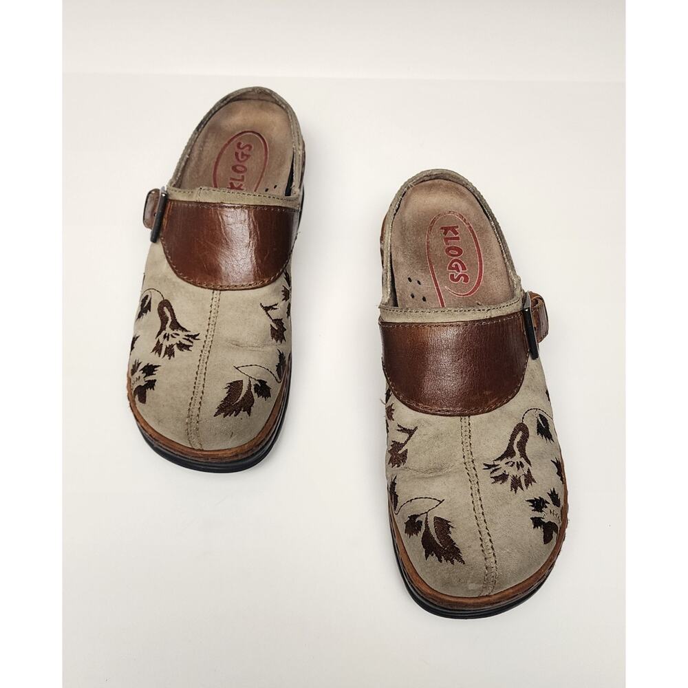 Klogs Footwear Austin Women's Floral Taupe/Brown Slip-Resistant Clog Shoes 8.5M